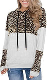 Women Stitching Leopard Print Hooded Long Sleeve Sweater