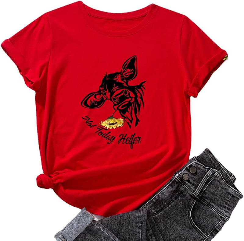 Women Not Today Heifer T-Shirt Cow Shirt