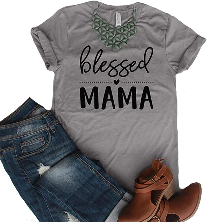 Women Blessed Mama T-Shirt Mama Shirt
