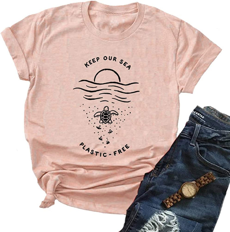 Women Keep The Sea Plastic Free T Shirt kip A Straw Shirt