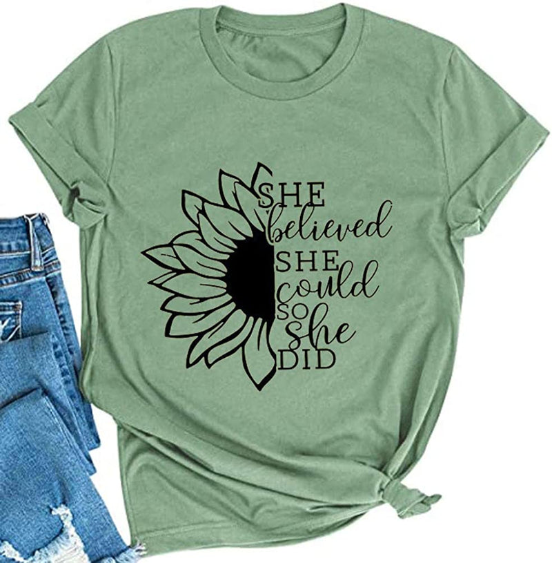 Women She Believed She Could T-Shirt Sunflower Shirt