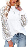 Women Fashion Tops Grace Stitching Round Neck Long-Sleeved Shirt