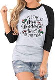 Christmas Shirt for Women Christmas Shirt It is The Most Wonderful Time 3/4 Raglan Sleeves Shirt