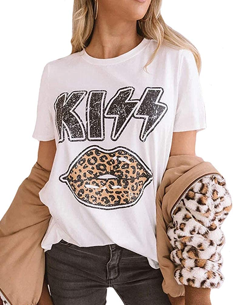 Women Kiss Leopard Lips T-Shirt