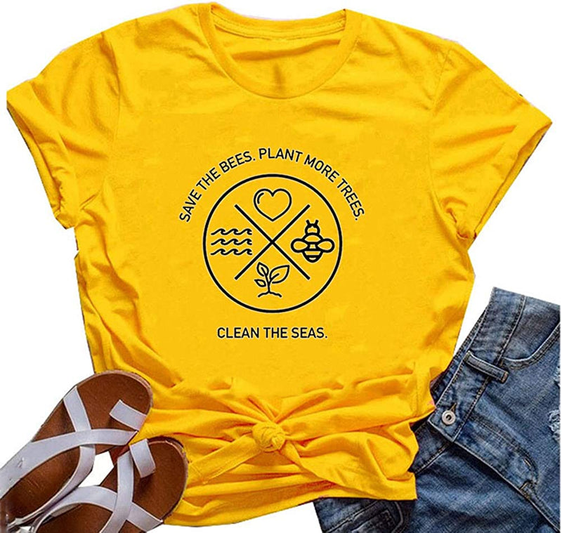 Women Save The Bees Plant More Trees Clean The Seas T-Shirt