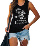 Women Beach is Calling & I Must Go Sleeveless Shirt for Women Beach Tank Top