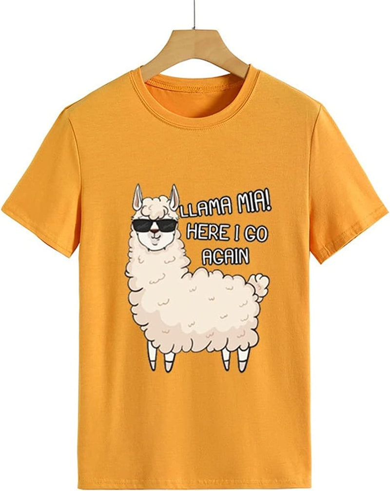 Cute Alpaca Gift Idea T-Shirt Women Llama Mia Funny Drama Llama Tees Tops