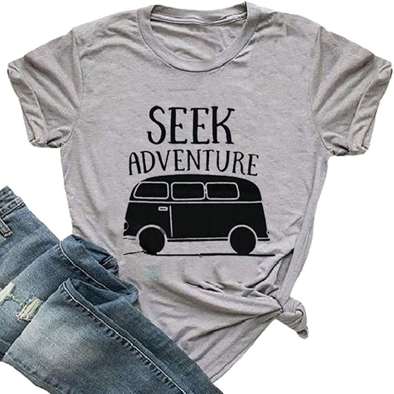 Women Seek Adventure Graphic T-Shirt Retro Shirt