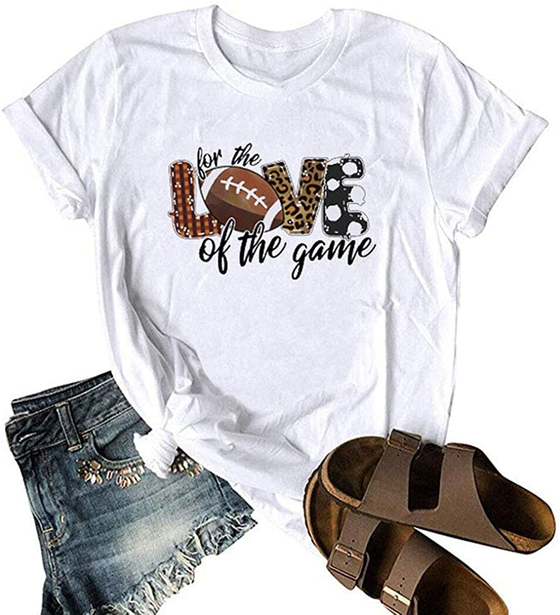 Women for The Love of The Football Game T-Shirt Leopard Football Shirt