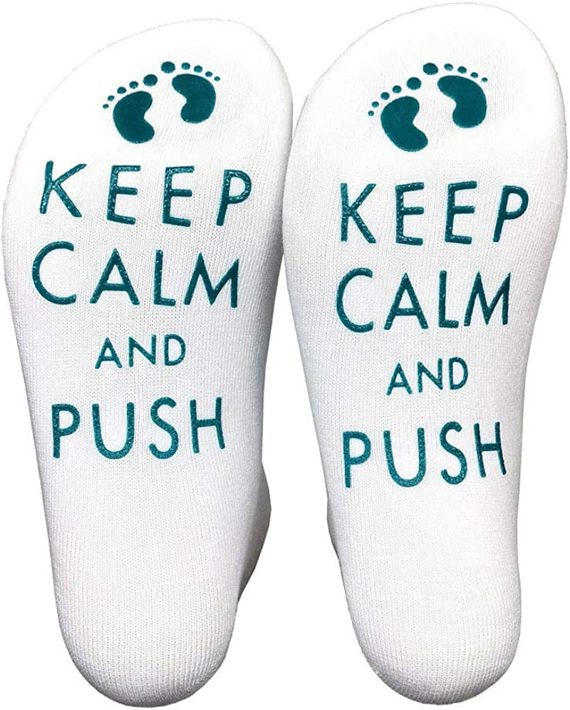 Women Keep Calm And Push Funny Socks