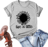 T-Shirt femme Live A Little, chemise graphique tournesol