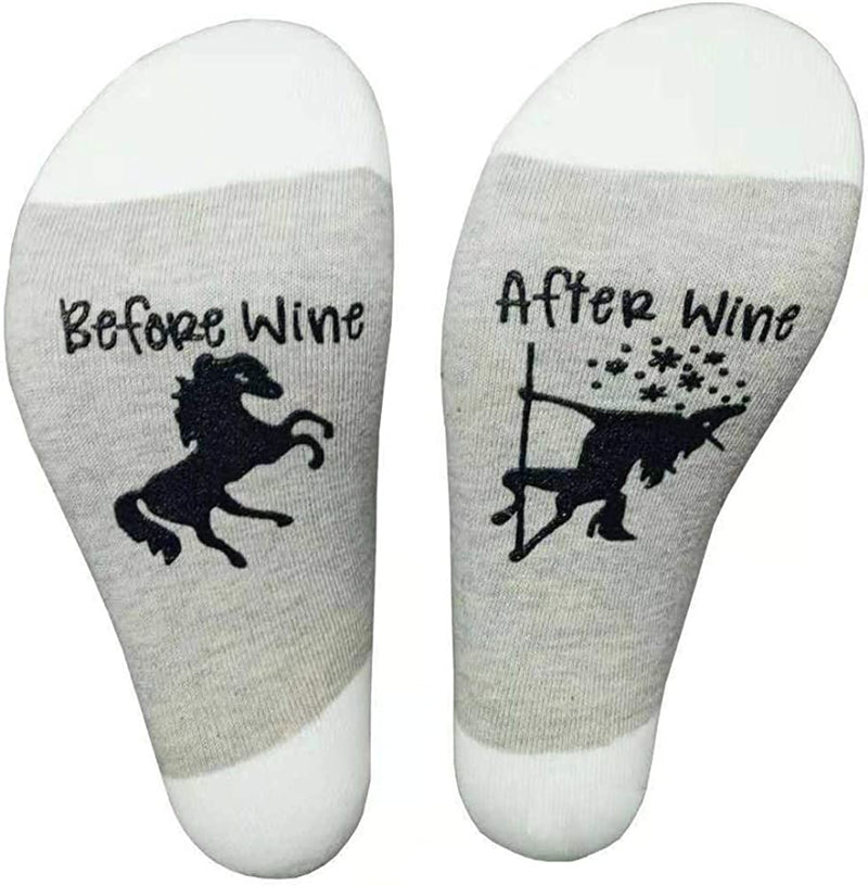Unisex Before Wine After Wine Funny Unicorn Wine Socks