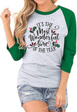 Christmas Shirt for Women Christmas Shirt It is The Most Wonderful Time 3/4 Raglan Sleeves Shirt