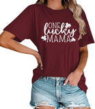 Women One Lucky Mama Shirt St. Patrick's Day Gift Tees