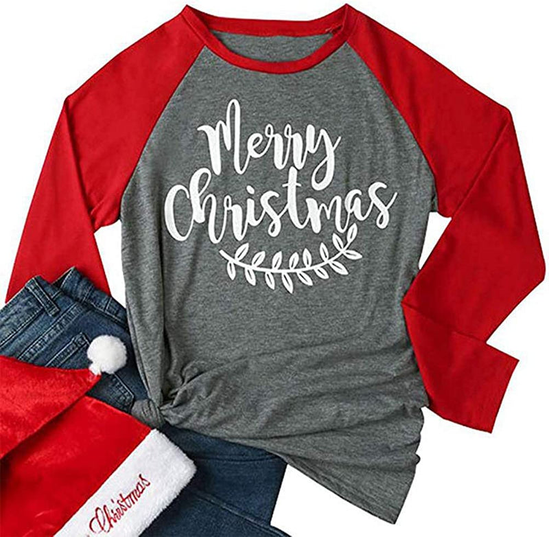 Women 3/4 Sleeve Merry Christmas Blouse