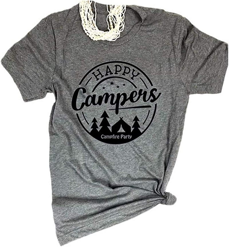 Women Happy Camper T-Shirt Camping Shirt