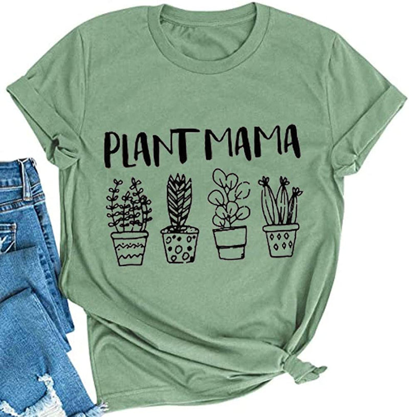 Women Plant Mama T-Shirt Plant Lady Graphic Shirt