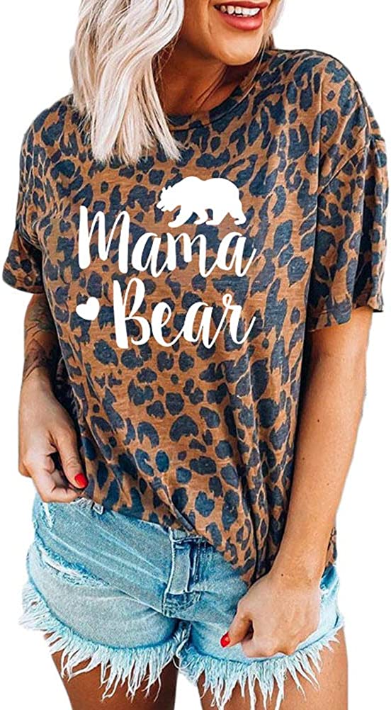 Women Leopard Mama Bear T-Shirt Leopard Shirt