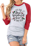 Christmas Shirt for Women Christmas Shirt It is The Most Wonderful Time 3/4 Raglan Sleeves Shirt