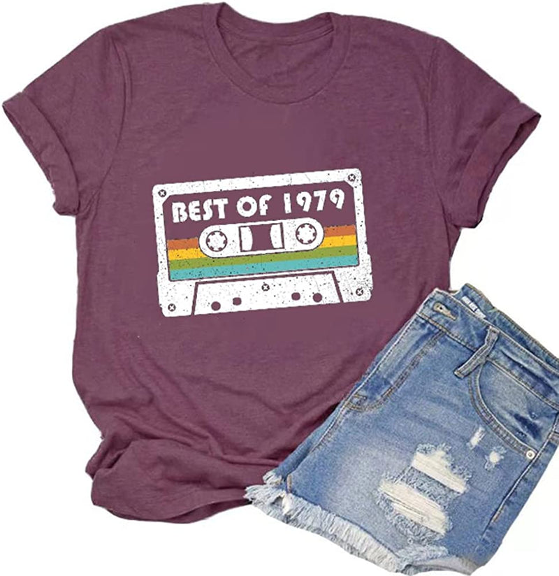 Women Pesonalise Vintage Cassette T-Shirt Best of 1979 Tee Tops