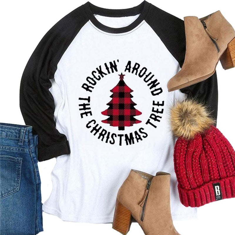 Women Long Sleeve Rockin Around The Christmas Tree Blouse