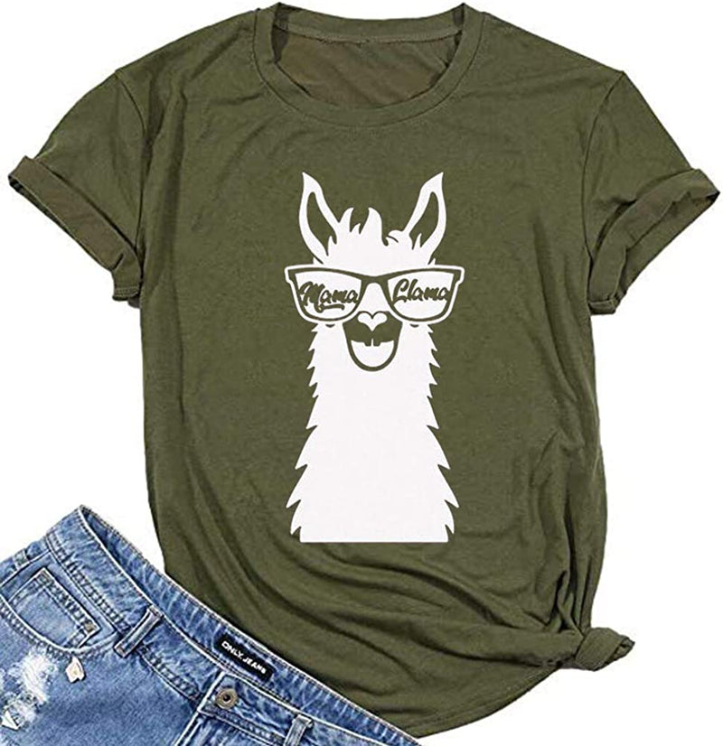 Women Mama Llama T-Shirt Funny Llama Shirt
