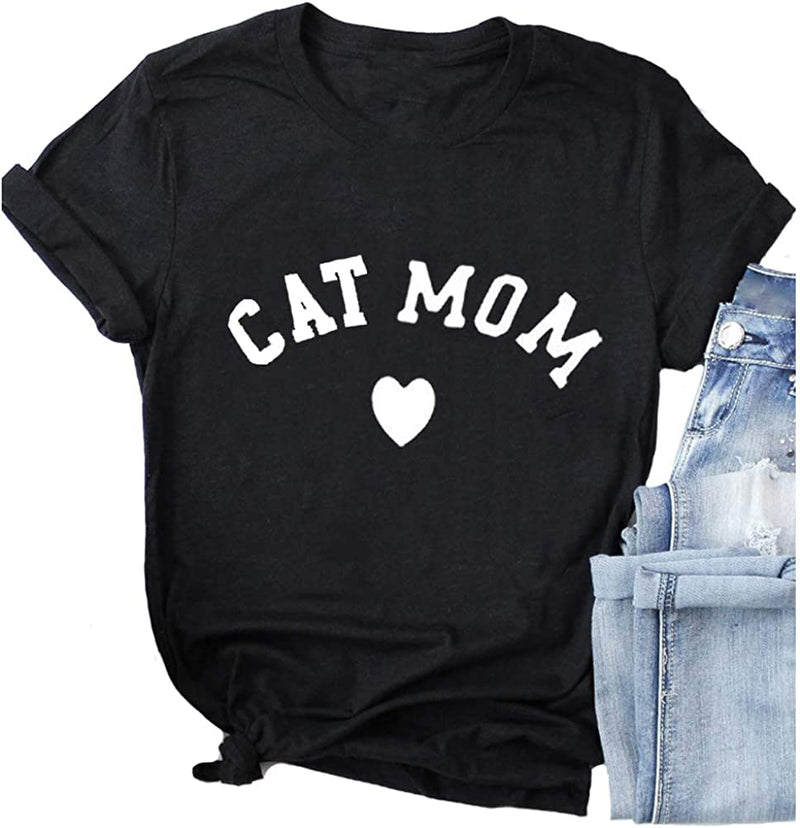 Dog Mom Cat Mom T-Shirt Women Graphic Shirt
