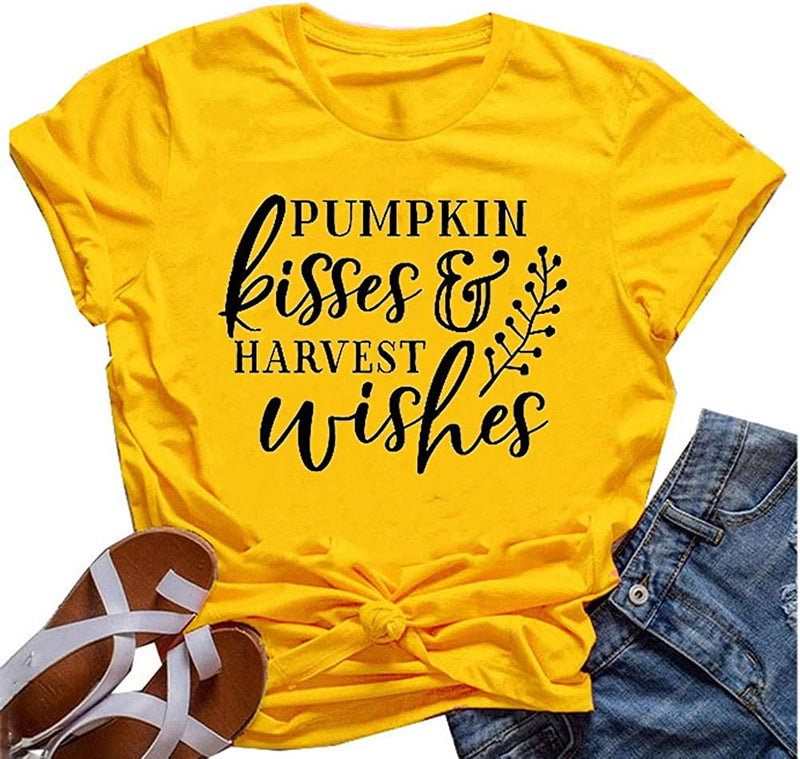 Pumpkin Kisses and Harvest Wishes Women T-Shirt
