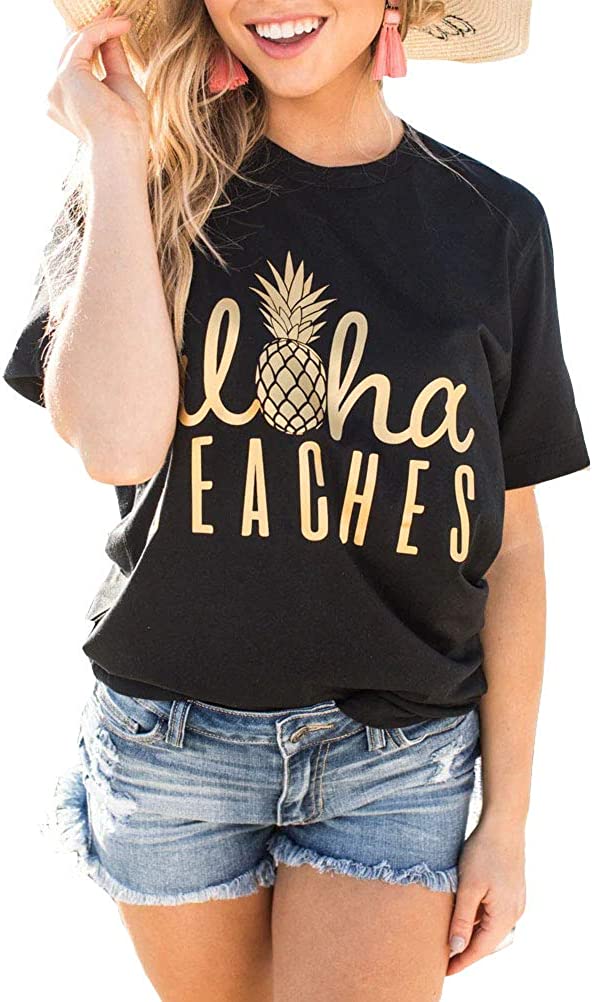 Women's Hola Beaches Pineapple Tank Top Aloha Beaches T-Shirt Pineapple Shirt
