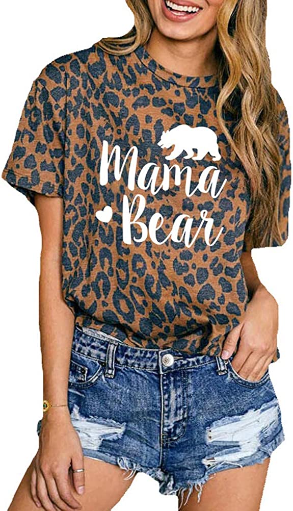 Women Leopard Mama Bear T-Shirt Leopard Shirt