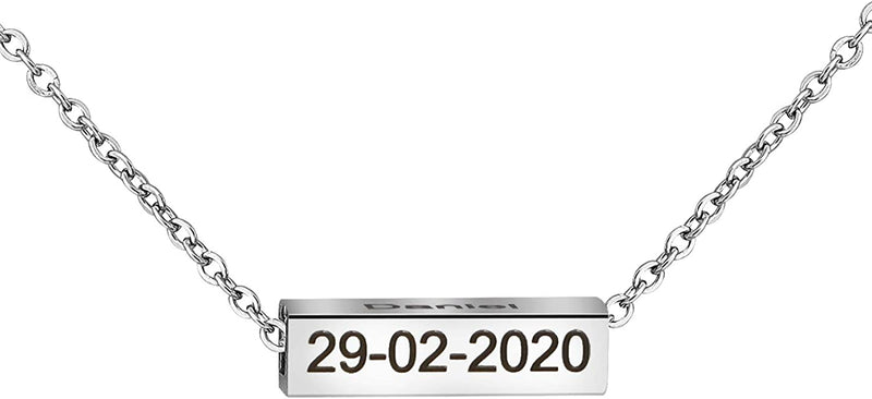 Colliers de barre de nom personnalisés pour filles, collier en tube carré en acier inoxydable, pendentif 4 côtés, lettres personnalisées pour femmes, petite amie, maman