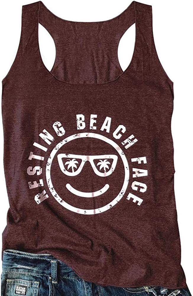 Débardeur coupe slim pour femme, visage de plage au repos