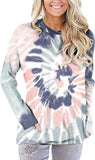 Women Fashion Long Sleeve Tie Dye Blouse with Pockets