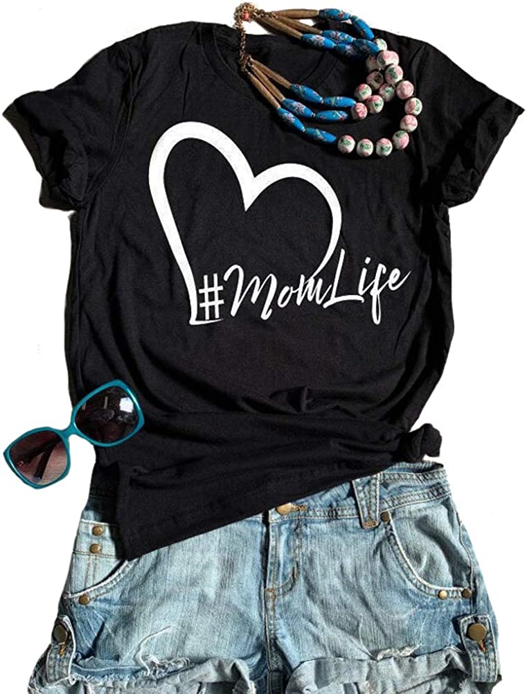 Women Mom Life Heart T-Shirt