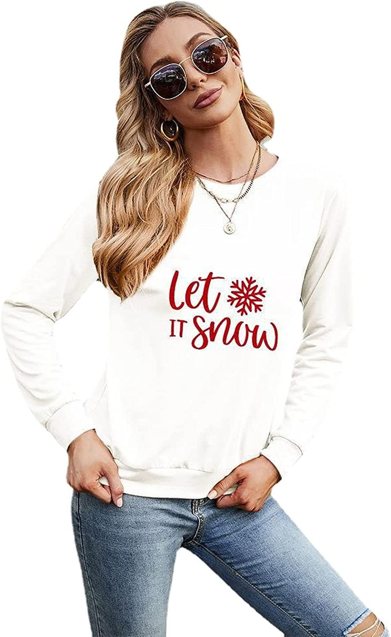 Women Let It Snow Long Sleeve Shirt Snowflake Christmas Blouse