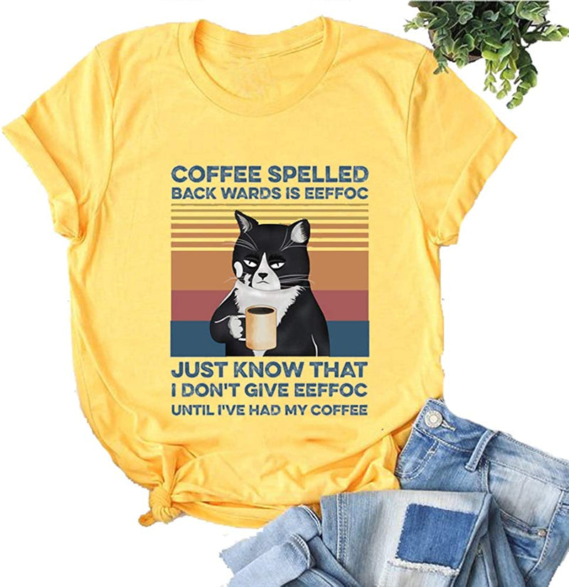 Women Coffee Spelled Backwards is Eeffoc T-Shirt Funny Coffee Lover Shirt
