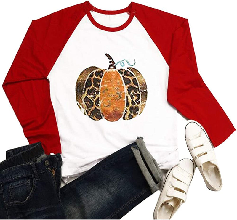 Women Cheetah Pumpkin Leopard Pumpkin T-Shirt Cute Fall Graphic Shirt