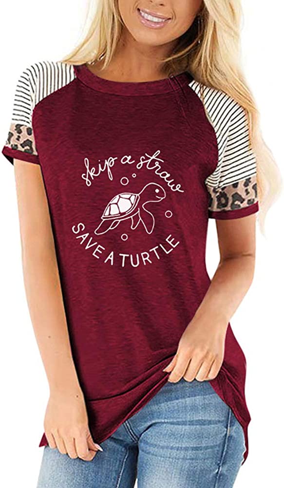 Women Skip A Straw Save A Turtle T-Shirt Tunic Shirt