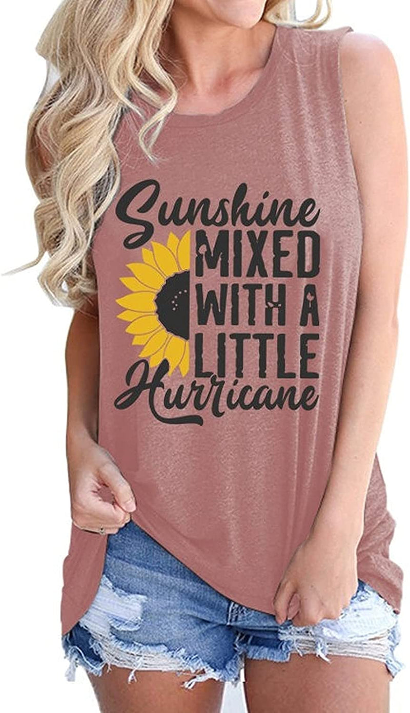 Sunshine Mixed with A Little Hurricane Women Graphic T-Shirt Sunflower Shirt