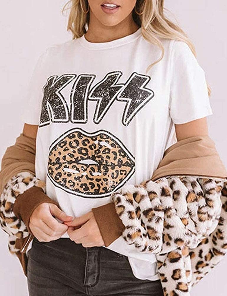 Women Kiss Leopard Lips T-Shirt