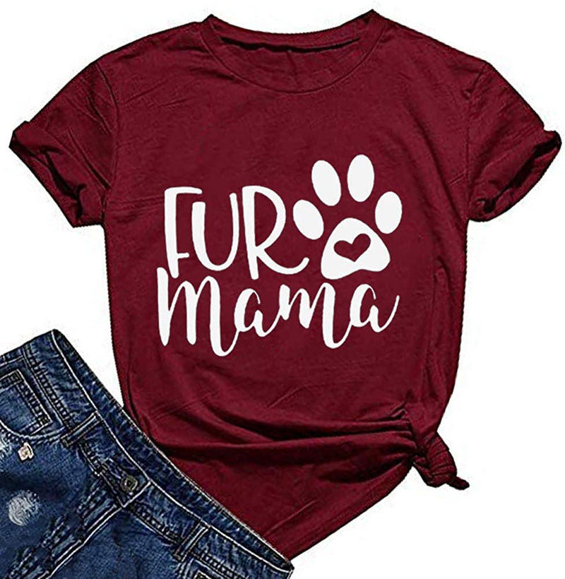 Women Fur Mama T-Shirt Dog Mama Shirt