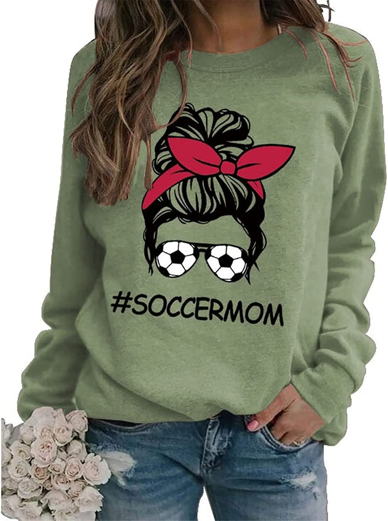 Sweat-shirt graphique de football pour femmes, chemise de Soccermom