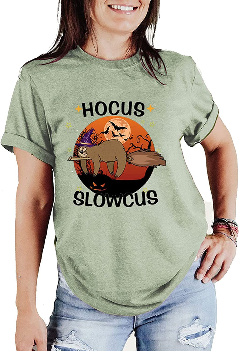 Hocus Slowcus Funny Sloth Halloween T-Shirt for Women Sloth Shirt Hocus Pocus Shirt