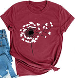 Women Love Dandelion Graphics Tee Shirt Graphic Tee Women