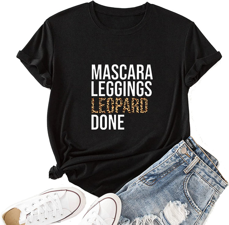 Women Leopard Print Shirt Leggings Leopard Done Pullover Tees