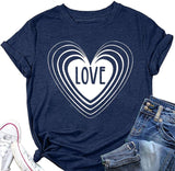 Love Heart Shirt Women Valentine's Day Gift Tee Tops