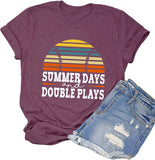 Women Retro Baseball Shirt Summer Days and Double Plays T-Shirt