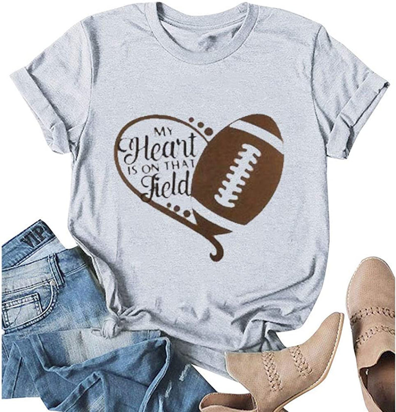Women My Heart is on That Field Football T-Shirt