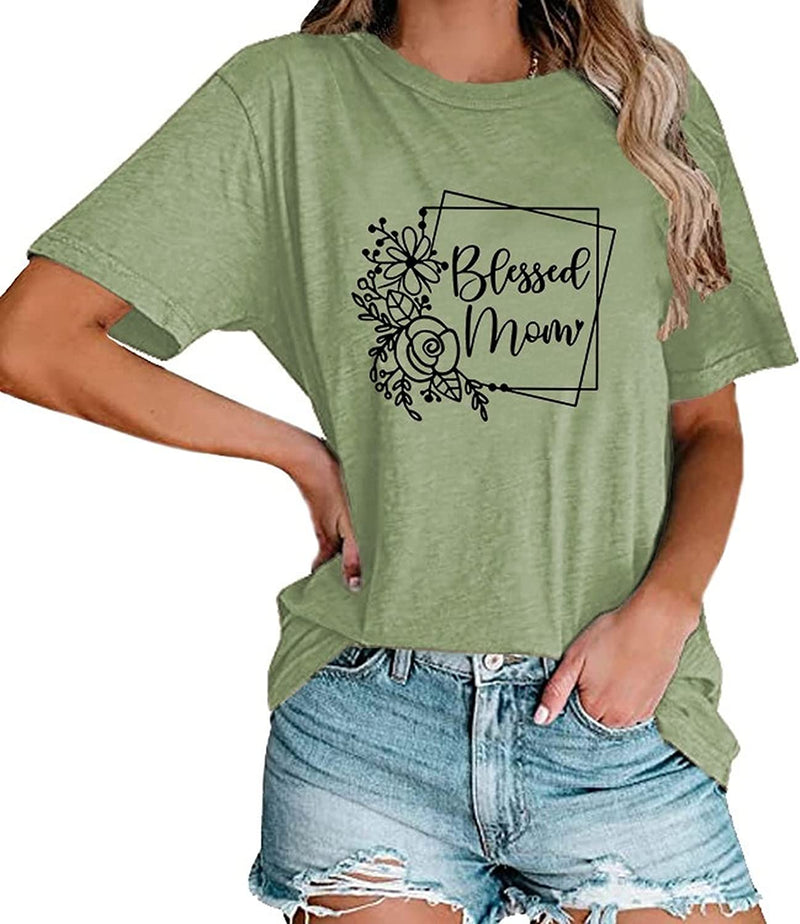 Blessed Mama Floral Shirt Women Graphic Tees