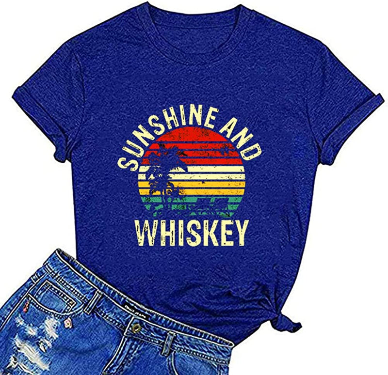 Women Sunshine and Whiskey T-Shirt Vintage Graphic Shirt